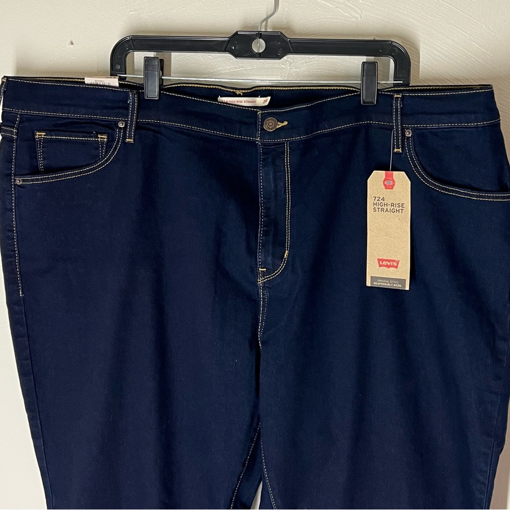 LEVI'S 724 HIGH RISE STRAIGHT Jeans size 26W Stretchy Denim Dark Wash - Picture 6 of 8